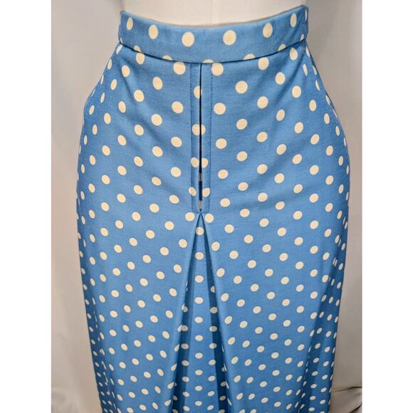 Vintage Glen of Michigan Blue Polka Dot Maxi Skirt Size 14 (Fits M) - Picture 2 of 5